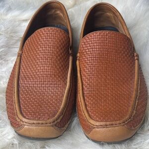 Men's Tommy Bahama Naples All Over Woven Drivers Loafers Tan Leather 13
